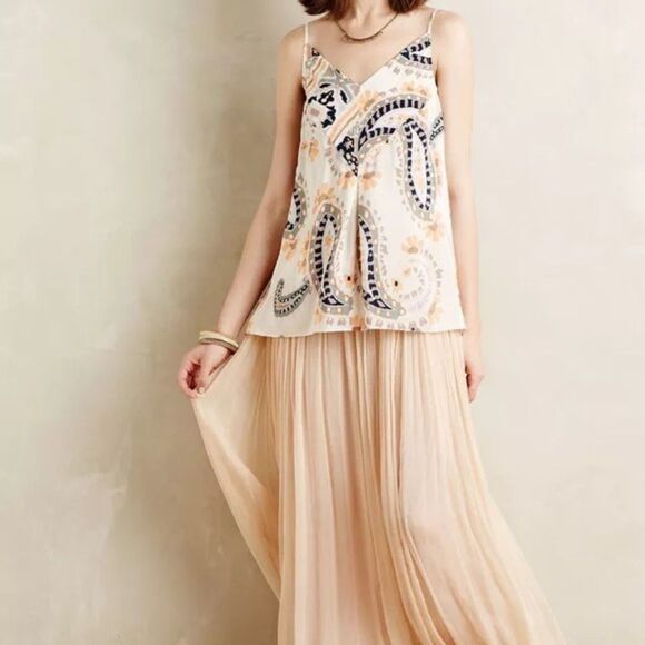 ANTHROPOLOGIE‎ HD in Paris Boho Silk Flowy Tank Sz4 - Picture 1 of 5